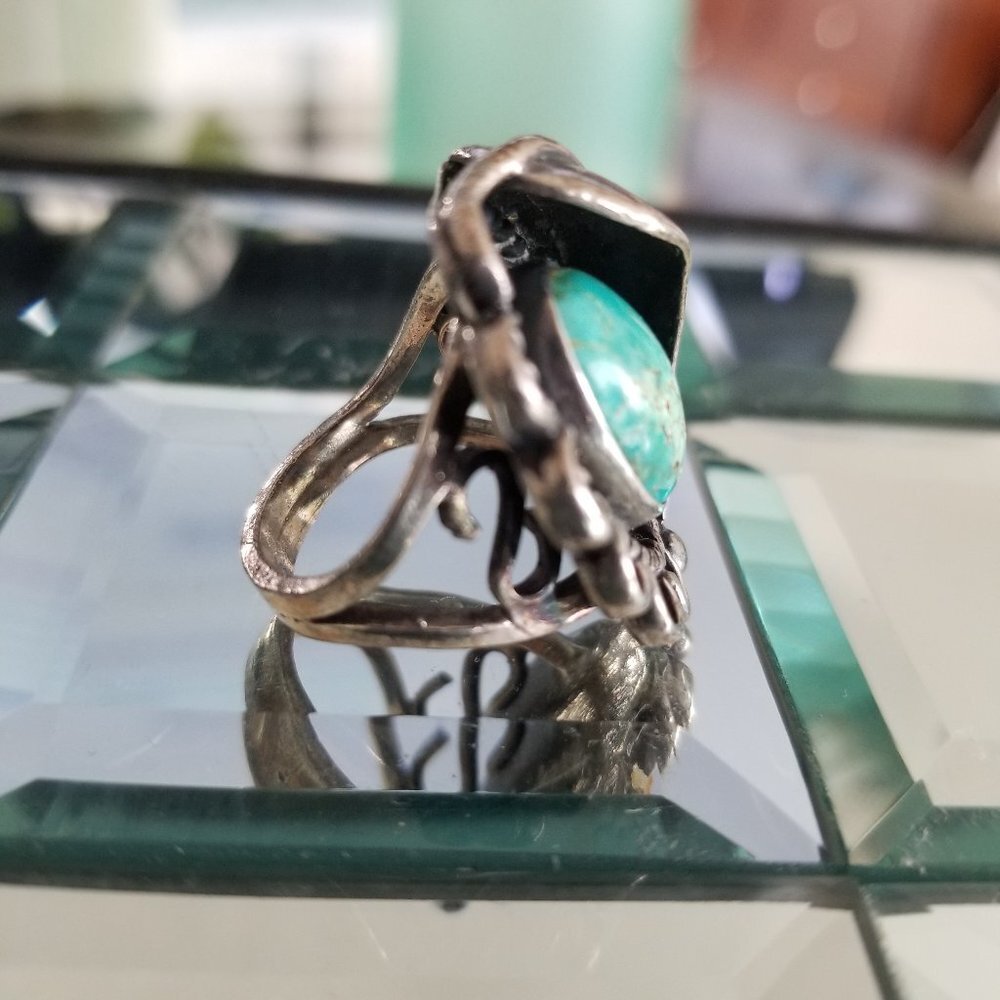 Turquoise And Silver Statement Ring - image 6